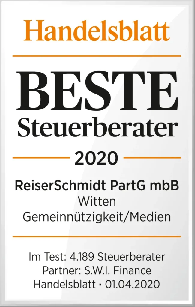 ReiserSchmidt Steuerberater, Wirtschaftsprüfer, Datenschutz externer Datenschutzbeauftragter Witten – Zertifikat Beste Steuerberater 2020 Handelsblatt